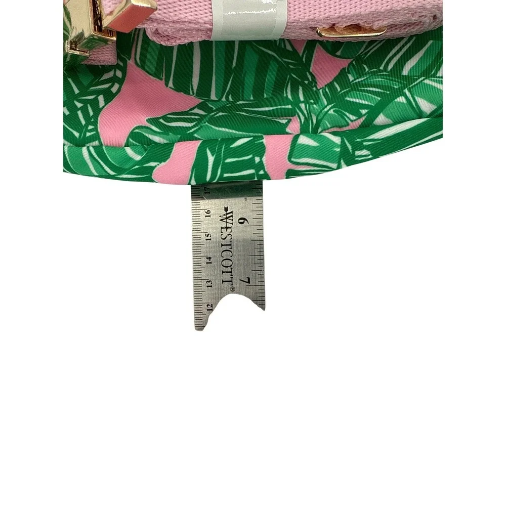 Lilly Pulitzer Cross Body Bag Pouch Palm Leaf‎ Print Pink Green Gold Zipper NEW